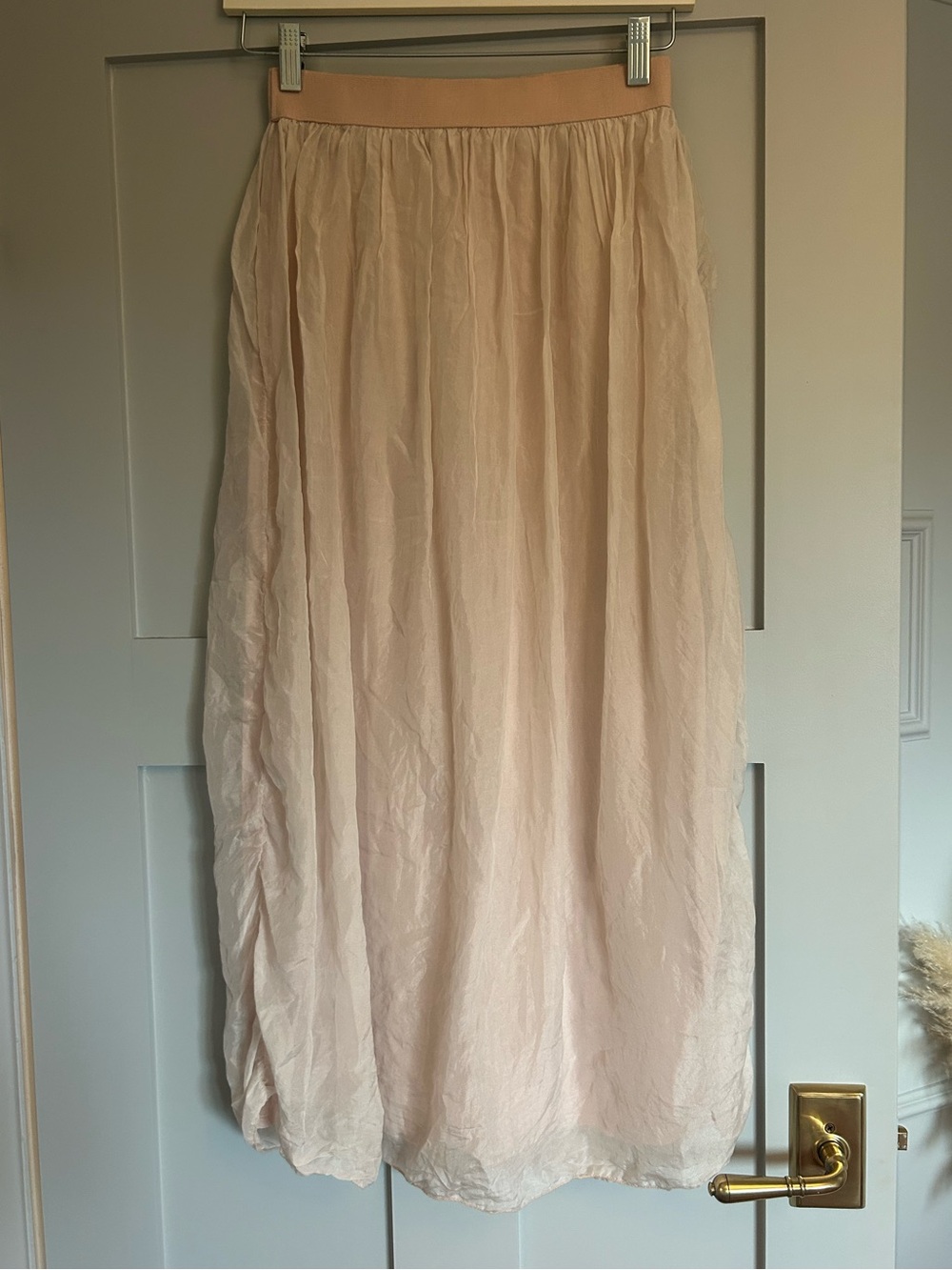 Made in Italy 100% Silk Blush Pink Midi Skirt Balloon Hem Tendenze Size Small